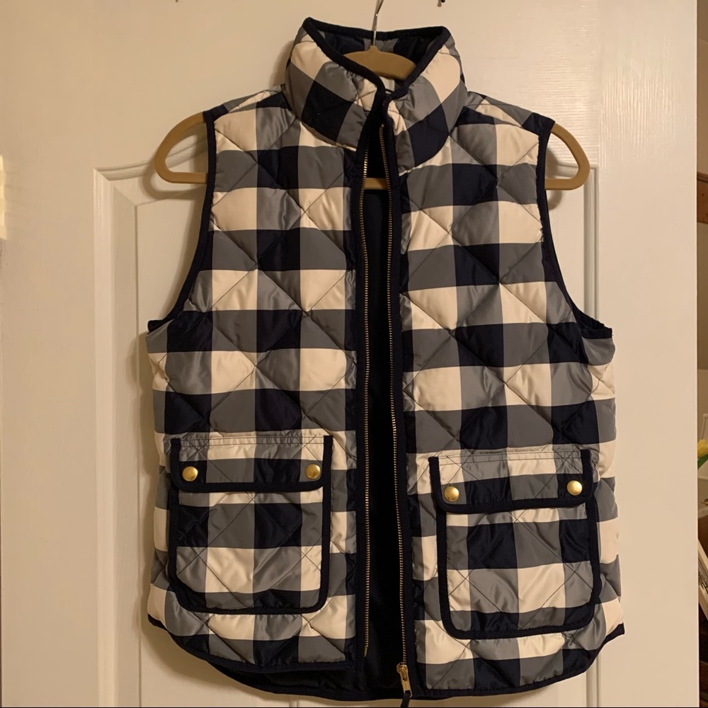 J. Crew plaid print quilted vest size S